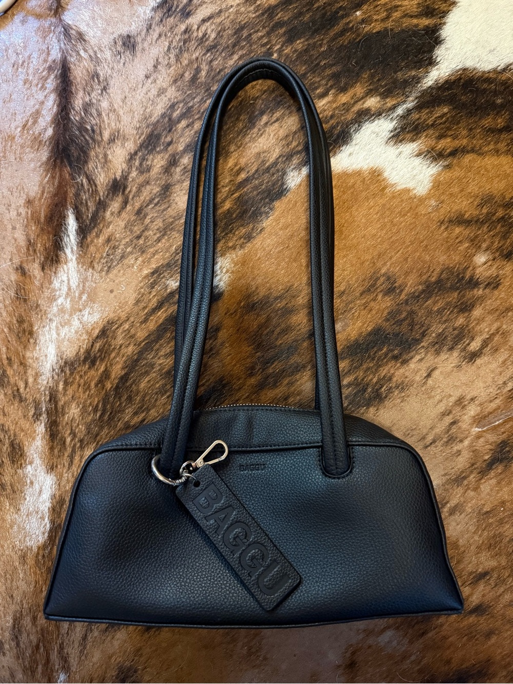 BAGGU SMALL RECYCLED LEATHER BOWLER BAG